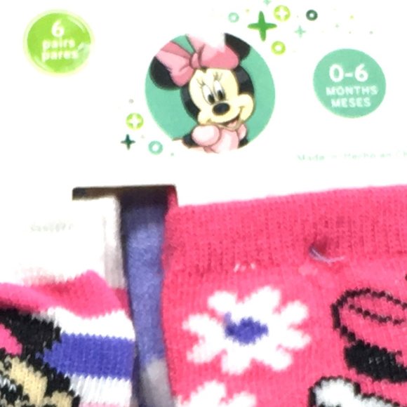 ❌SOLD❌ NWT Disney Baby Socks 0M - 6M Minnie Mouse Pink NEW 6 Pack Infant Newborn - Picture 4 of 7